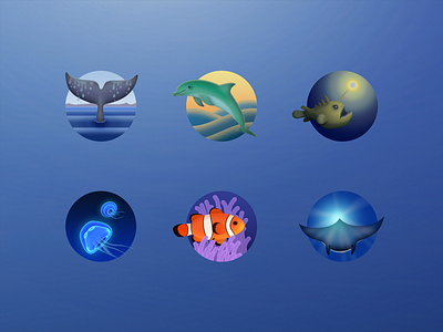 Icons 2 blue fish icon set icons illustration sea