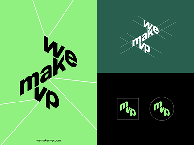 We Make MVP — no code studio. Logo design concept development studio green logo design no code typography
