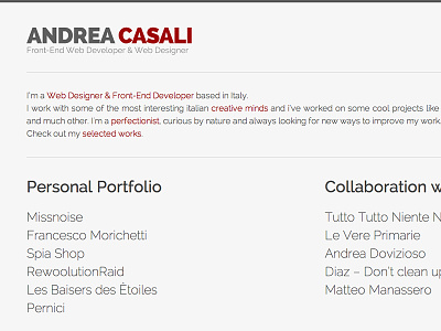 andreacasali.com minimal portfolio responsive webdesign website