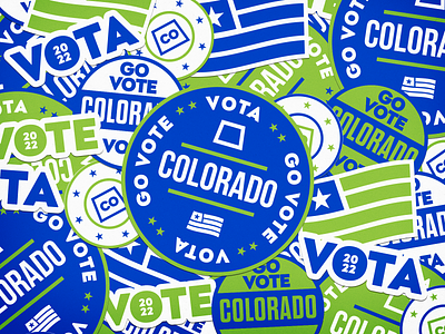 Go Vote/Vota Colorado! 2022 badge ballot bilingual branding campaign colorado conservation election environment go vote logo spanish sticker stickers sus sustainability vota vote