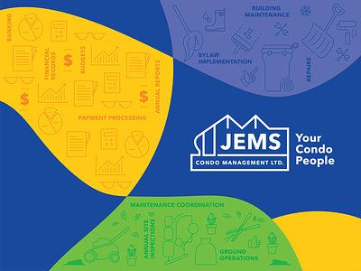 JEMS Condo Visual ID branding design illustration logo
