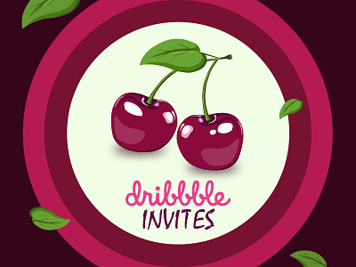 Two Dribbble Invites cherry design dribbble flat illustration invitation invite invites prospect shot ui