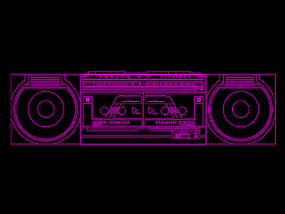 Stereo boombox illustration lines retro stereo