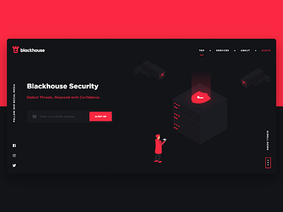 Blackhouse Security dark theme dark ui illustration isometric landing landing page ui ux