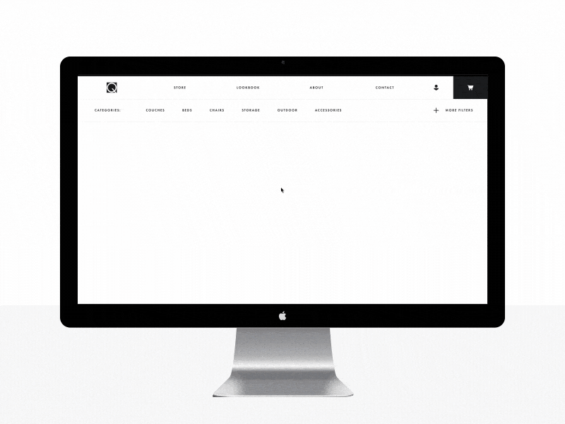 Q living - Catalog page transitions ecommerce furniture motion design product ui design ux design