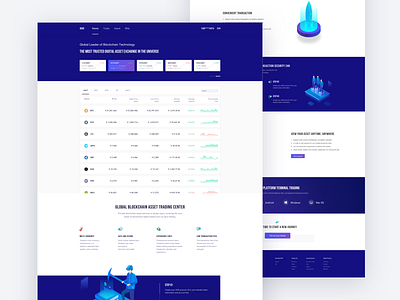 Isometric Blockchain Financial website 2.5d bitcoin blockchain coin crypto currency design ethereum exchange ico illustrator isomatric isometric landing page payment token transfer ui wallet web