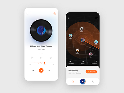 Music Player App album filters follow music music player player popular radar social social app song tabbar