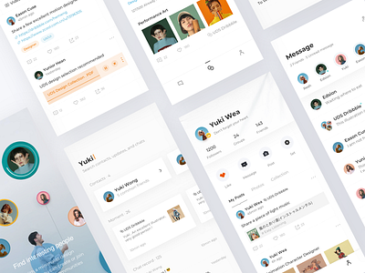 Social Chat Concept Design app card message onboarding search search bar social app