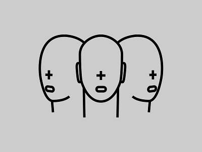 trihead avatar face faceless head heads humanoid icon outline people people icons pictogram robot robotic