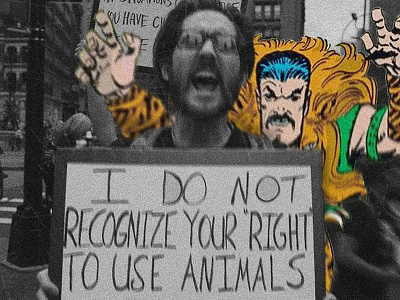 Kraven vs. Animal Rights designspiration fanart feature graphicdesign kraventhehunter marvel marvelcomics photomanipulation photoshop spiderman spidermanedit