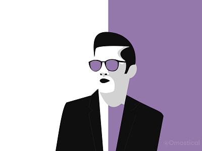 Man in black & Purple art character creative design dribbble fashion flat illustration manage minimal silhouette