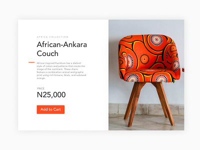 African Furniture Product UI Exploration african checkout dribbble furniture orange product product catalog