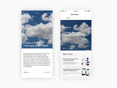 News UI Exploration. climate container dribbble news news app news feed ui ux