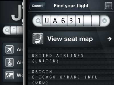 Jets - Search screen airport app design gui iphone jets travel ui