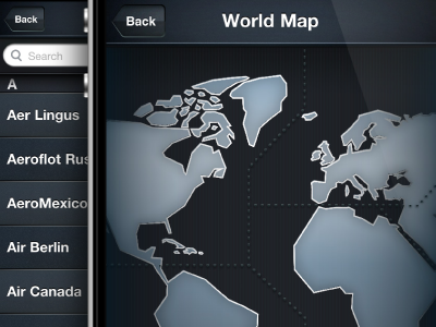 Jets - World Map airlines app design gui iphone jets map travel ui