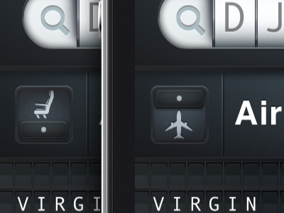 Jets app - switch aircraft app gui ios iphone jets seat selector switch travel trip ui