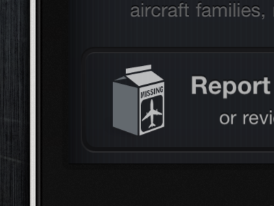 Jets app - Report Missing Aircraft aircraft airport app button gui icon ios iphone jets milk seat travel trip ui