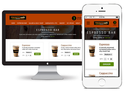 Pronto Cafe design mobile ui user inteface website