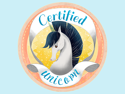 Certified Unicorn animal badge certified digital illustration illustrator mythological photoshop pin seal symbol unicorn