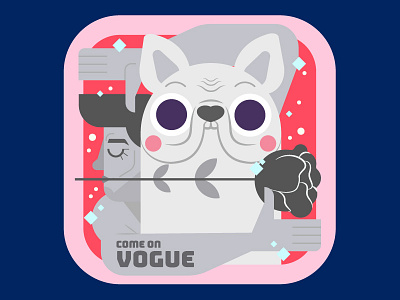 Come On Vogue adobe illustrator color design dog french bulldog grayscale illustration model pet sparkles vector vogue