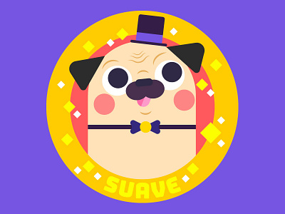 Suave Pug animal color design dog gold handsome illustration pug sparkle sticker suave vector