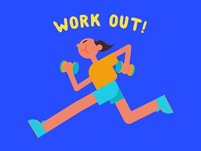 Work Out! adobe illustrator color design exercise icon illustration running vector weights work out