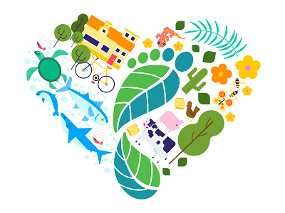 A Global Thank You animals bike climate change color earth environment farm heart illustrator ocean vector