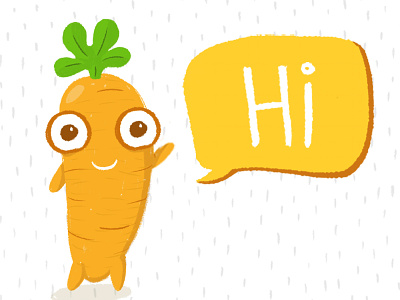 Friendly carrot branded illustration bubble business carrot cartoon character greeting illustration orange smiley face
