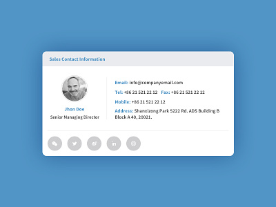 Commer Contact Card clean contact contactcard information ui