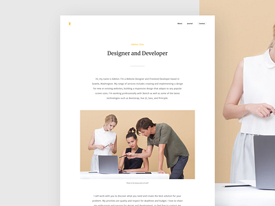 About Page article blog design minimal portfolio redesign typography ui ux