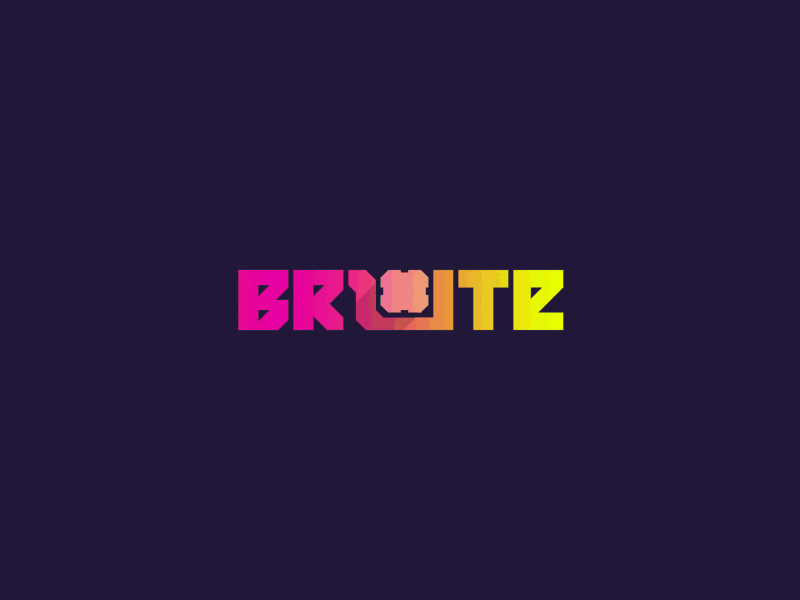 Brute logo animated animation bold gradient logo pixel art typography video game
