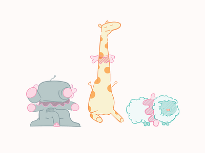Tutu Party baby elephant freehand giraffe illustration sheep shower tutu vector