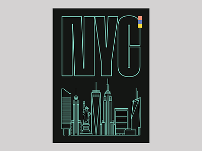 NYC Skyline illustration monoline new york city poster skyline vector