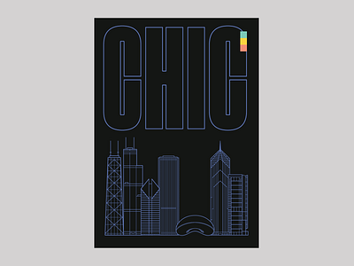 Chicago Skyline chicago illustration monoline poster skyline vector