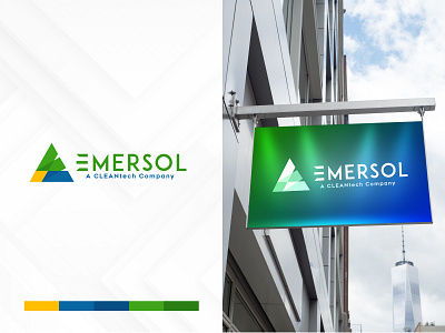 Emersol Logo Design best logo branding colorful logo e logo emersol green icon identity logo logo mockup logodesign logotype mockup piramid tech logo vector