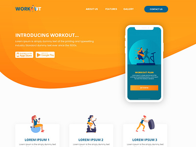 Landing Page for Workout branding covid fitness forgot free xd gym health jog karthik n s landing page mobile app portal signin trending web web design workout