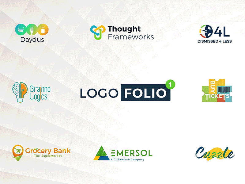 Logo Folio Vol.1 b2b logos branding daydus dismiss 4 less emersol grocerybank karthik n s logo folio logos tech logos thoughframeworks ticket ticketing logos