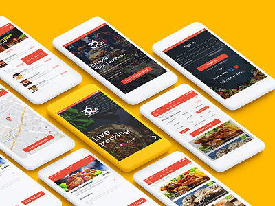 Food Court App Design app book court delivery design filter food food app invite ios app design location map minimal order summary sign in screen swipe table ui user inteface ux