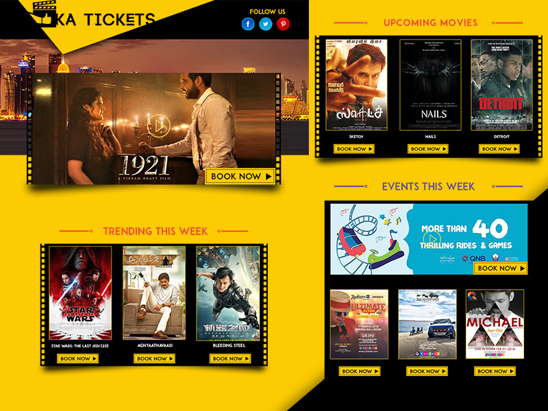 Movies Emailer Design e-mailer newsletter events website ux ui movies landing intro films entertainment