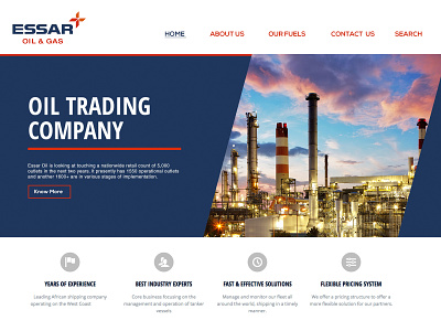 Essar Oil And Gas branding contact design e commerce essar oil gas experience fuels home page design illustration know more landing landing page oil trading company trendy ui uiux ux web webdesign