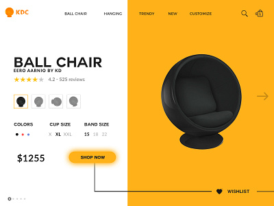 Ball Chair ball chair best shots branding cart chair webpage customize design e commerce kdc landing minimal shop now trendy uiux ux web design wishlist
