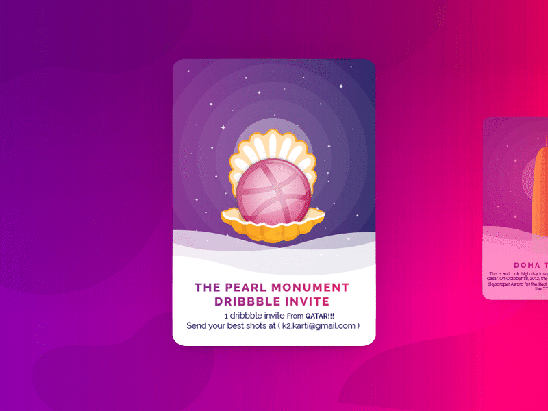 Dribbble Invite 1 invite animation design doha dribbble draft dribbble invite gif illustration invite invites giveaway minimal qatar qatar dribbble invite the pearl qatar tourism travel travelling trip trendy ui uiux