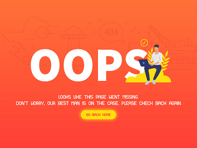 OOPS! 404 404 page dailyui error 404 error 500 error page flat graphic forgot password found go back home illustrator innovation lost minimal oops page missing retry typography web design website