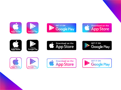 Play Store & App Store Icons app store app store icon apple download download now download on the app store free download get it on google play google google play icon google play store gradient icons icons pack illustration minimal icons play store store icons stroke iocns vector