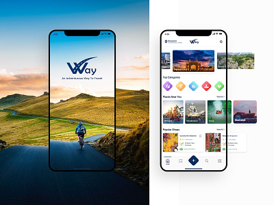 "Way" Travelling App Design adventure app card design explore information architecture invite invites giveaway location minimal personas places near you sign in travel travel app travel blog trip app user flow visual design way app wireframe