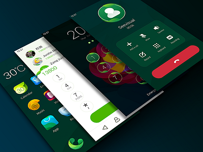 4 Screens call contact dial icon interface kit lock screen see ui visual