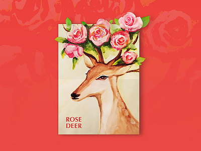 Rose Deer deer love luck rose see visual watercolor