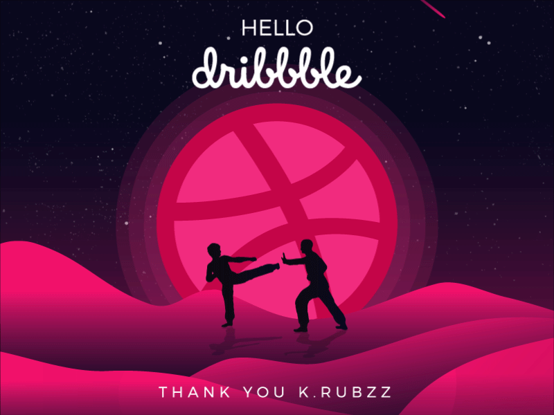 Hey Dribbble! animation dribbble first shot hello illustration martial arts space stars thanks