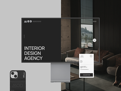 MOD agency branding dark interior landing main page minimal modern web