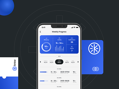 Krew android app branding concept design fitness gym ios logo mobile modern ui